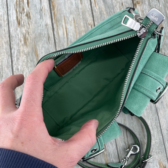 Coach Ashton Shoulder Bag In Mint Green Suede Crossbody Purse - Picture 7 of 9